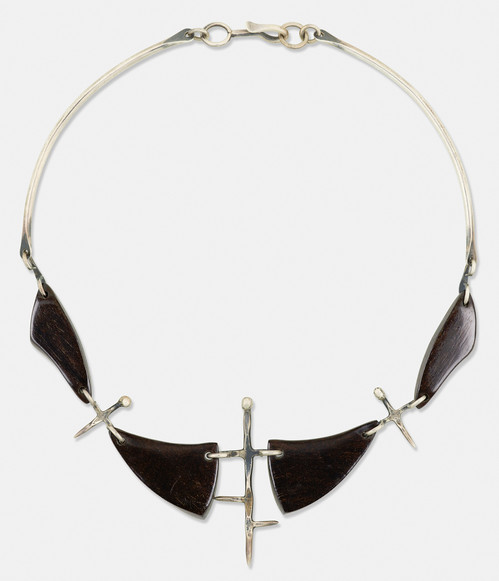 Sterling silver and ebony necklace, 1950s.